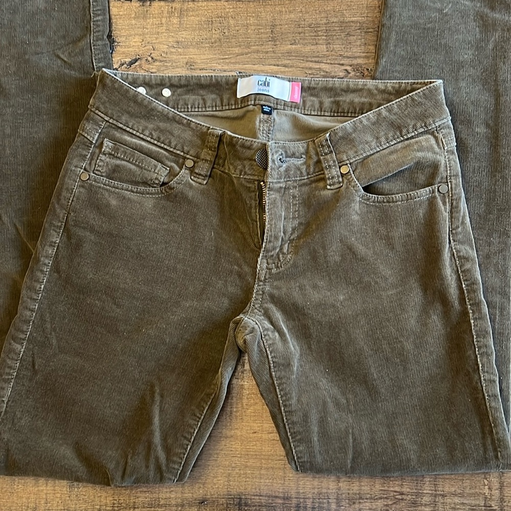 Cabi Jeans Skinny Mid Rise Corduroy Jeans,  Style #3567 - Moss Green